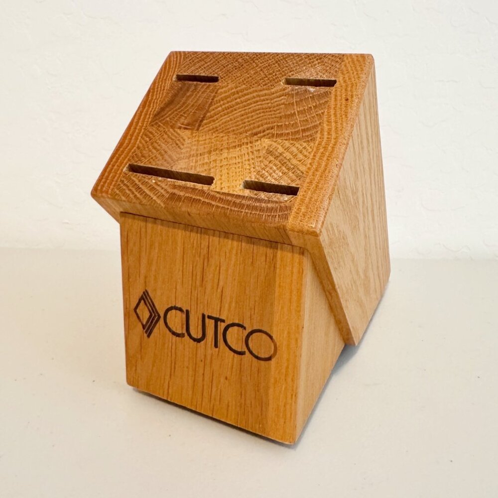 Cutco 4 Slot Knife Block Gallery Set Solid Oak Hard Wood Kitchen Made In The USA